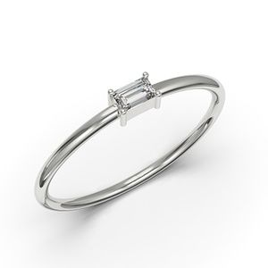 White Gold Baguette Minimalist Promise Ring